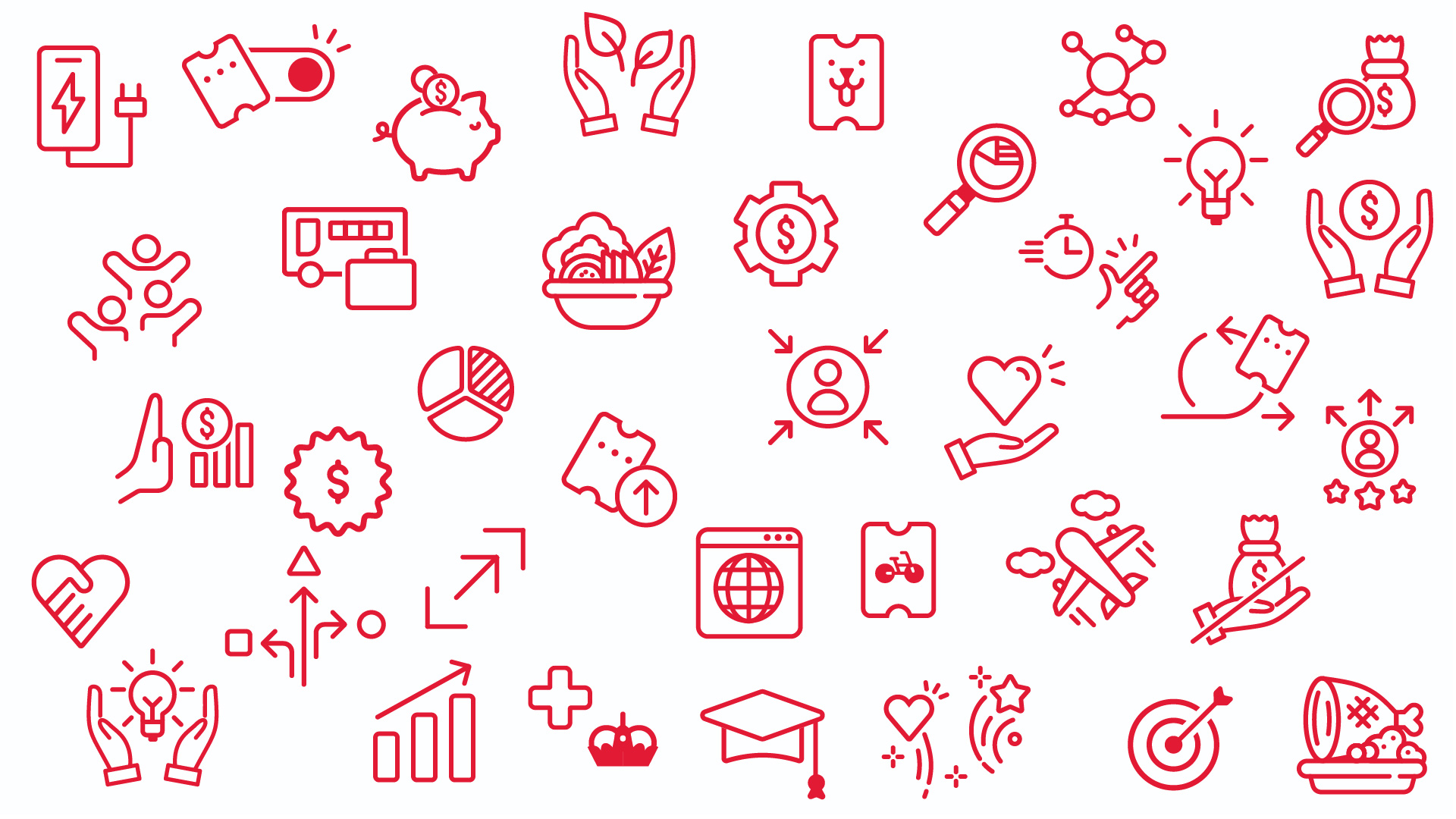 Assemblage des différents icônes utilisés dans l'application et le site web