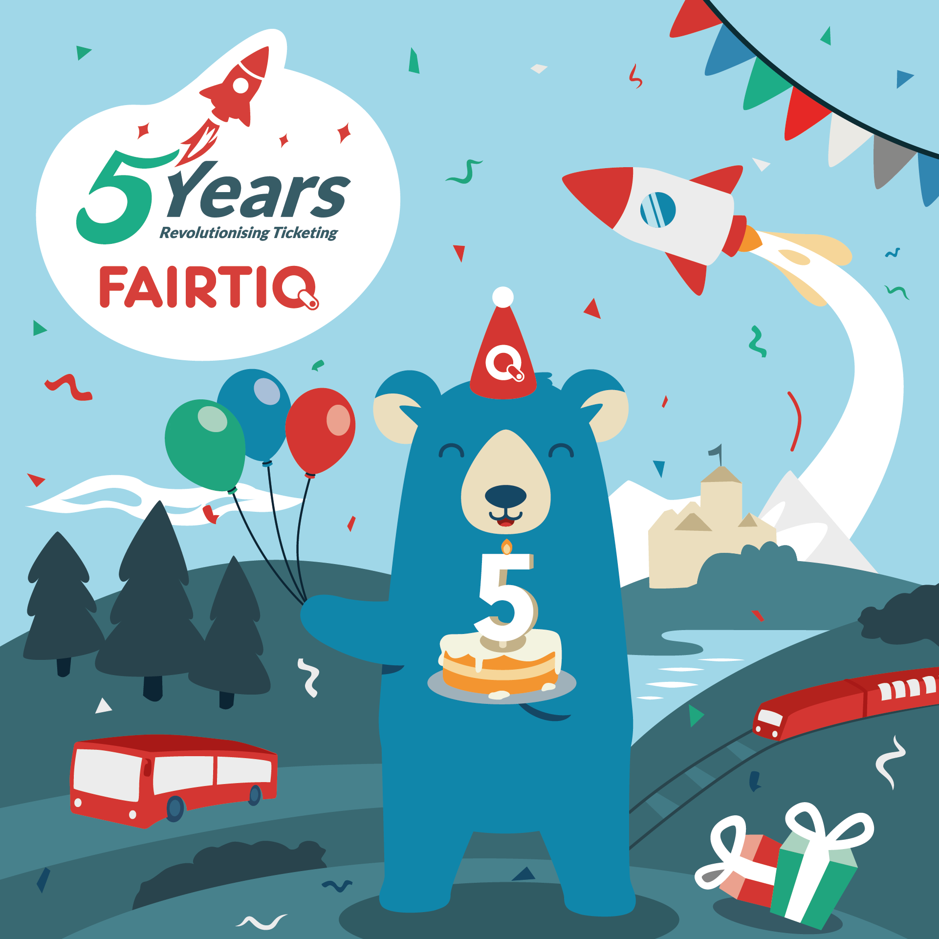 Illustration pour les 5 ans de FAIRTIQ