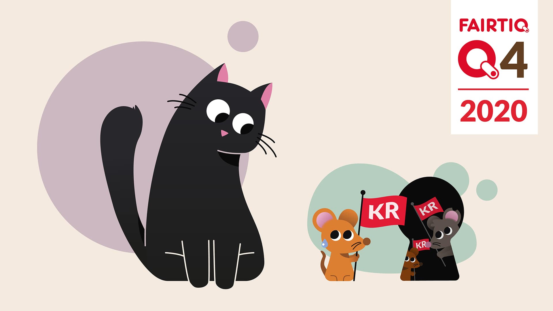 Illustration d'un chat regardant plusieurs souris