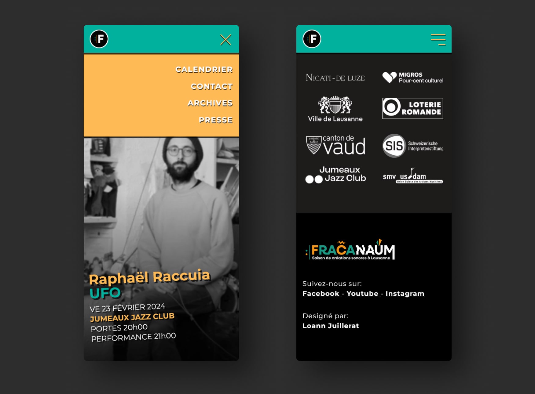 Aperçu des pages de concert sur téléphone portable