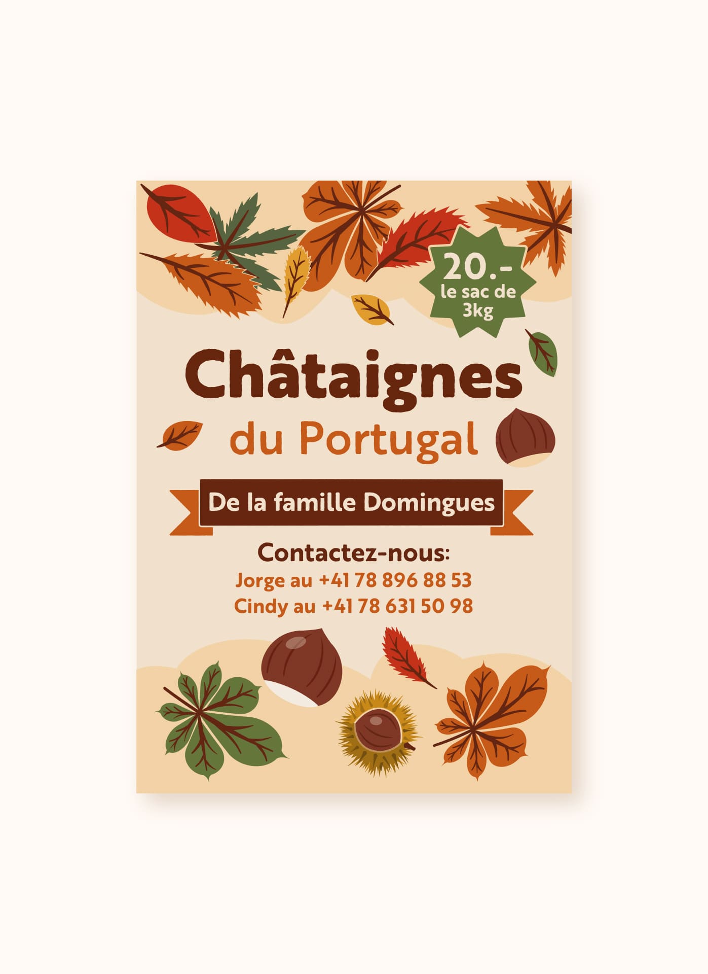 Affiche pour vente de chataîgnes