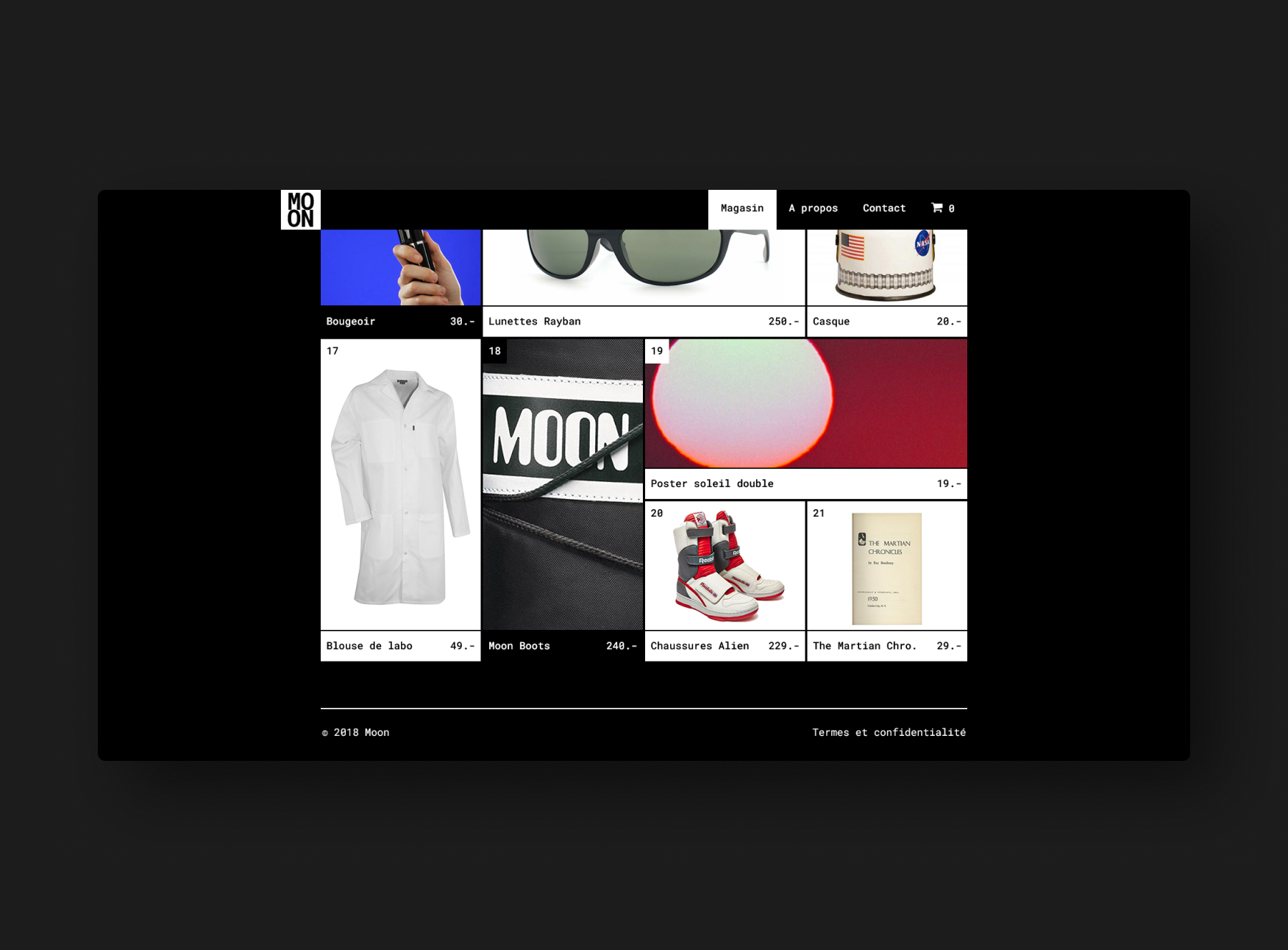 2ème partie de la boutique